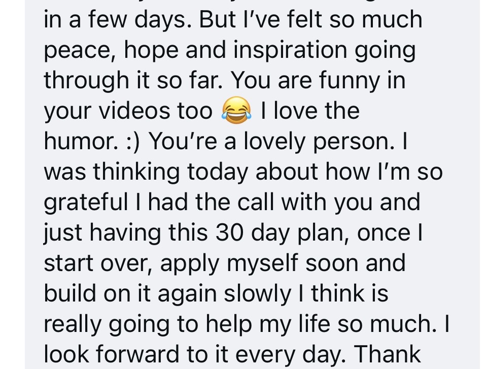 Anonymous 30-day course feedback screenshot